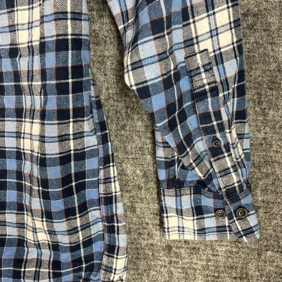 Eddie Bauer Shirt Mens XL Blue Plaid Flannel Button-Up Hiking Outdoor Chore Barn - Picture 6 of 12